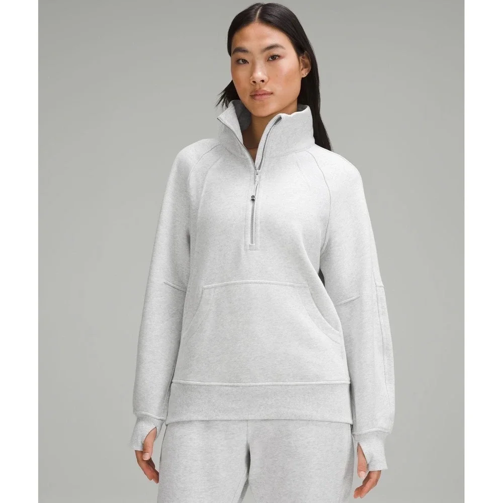 Lululemon Scuba Oversized Funnel Neck Half Zip Heathered Core Light Grey XL/XXL